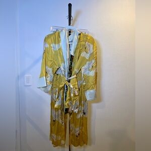 Yellow Floral Kimono :Pant Robe Set Zara NWT